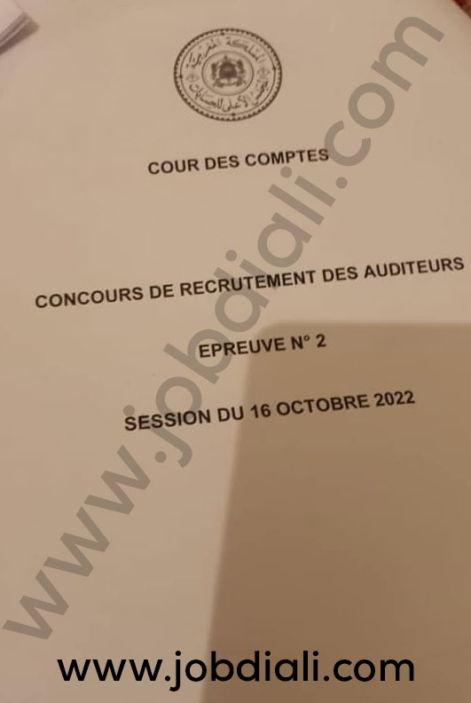 Exemple Concours de Recrutement des Auditeurs 2022 – Cour des comptes
