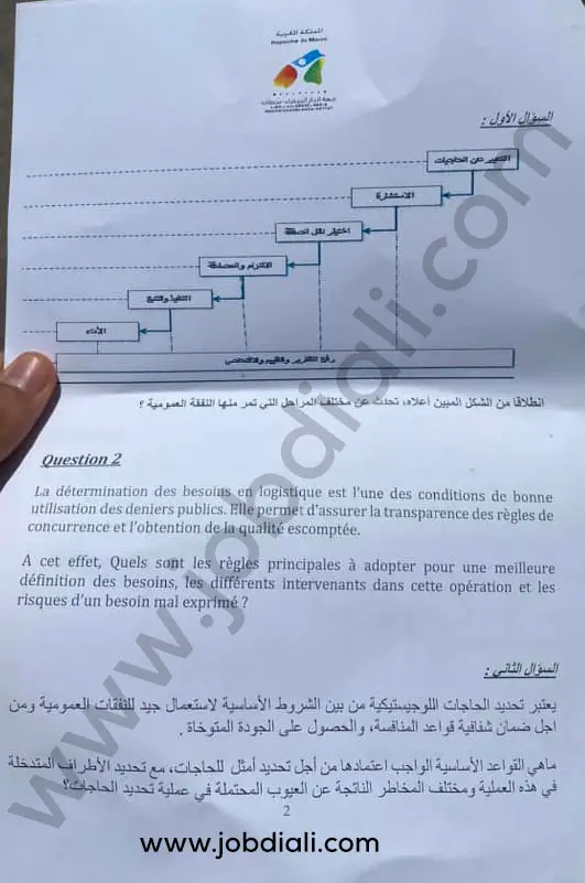 Exemple Concours de Recrutement Administrateur 2ème grade 2023 - Région Casablanca Settat